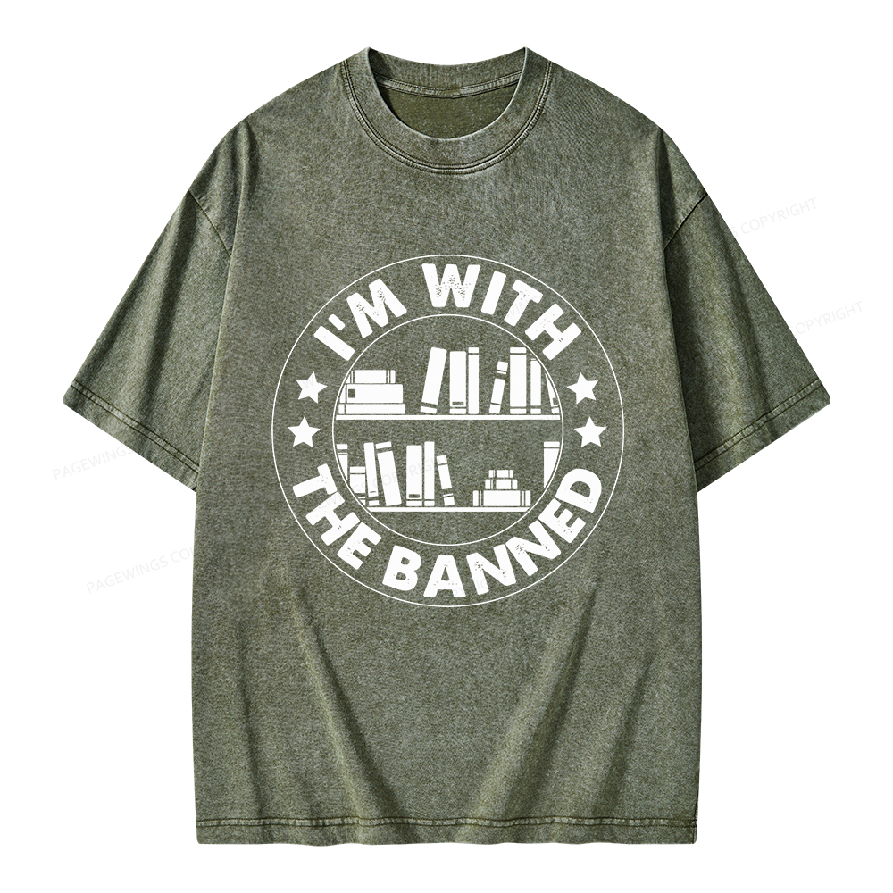Pagewings I'm With The Banned Unisex Washed T-shirt