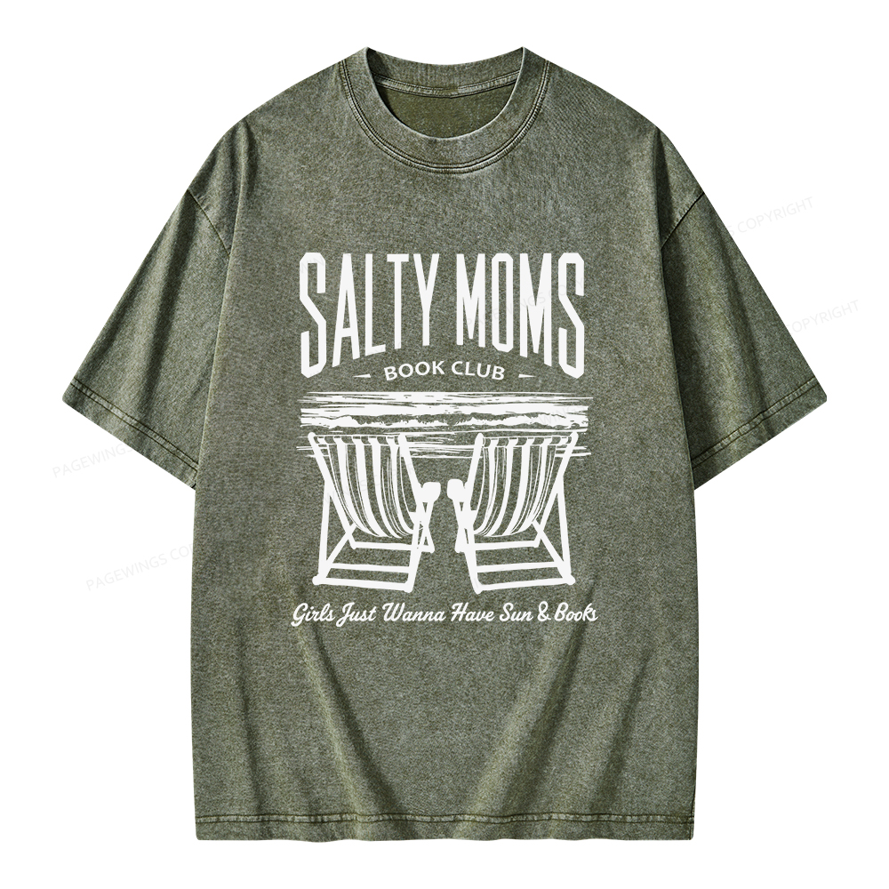 Pagewings Salty Moms Book Club Unisex Washed T-shirt