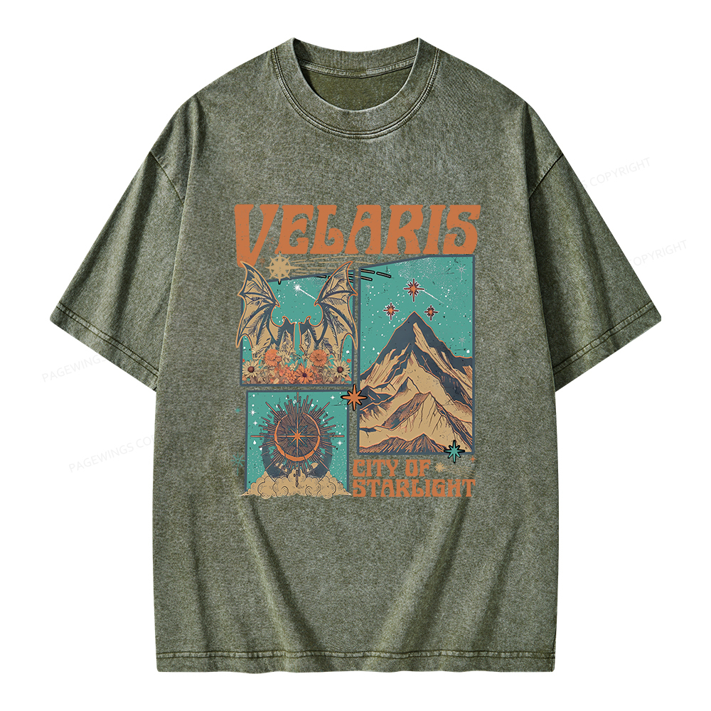 Pagewings Velaris City Of Starlight Unisex Washed T-shirt