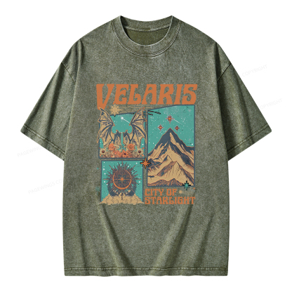 Pagewings Velaris City Of Starlight Unisex Washed T-shirt