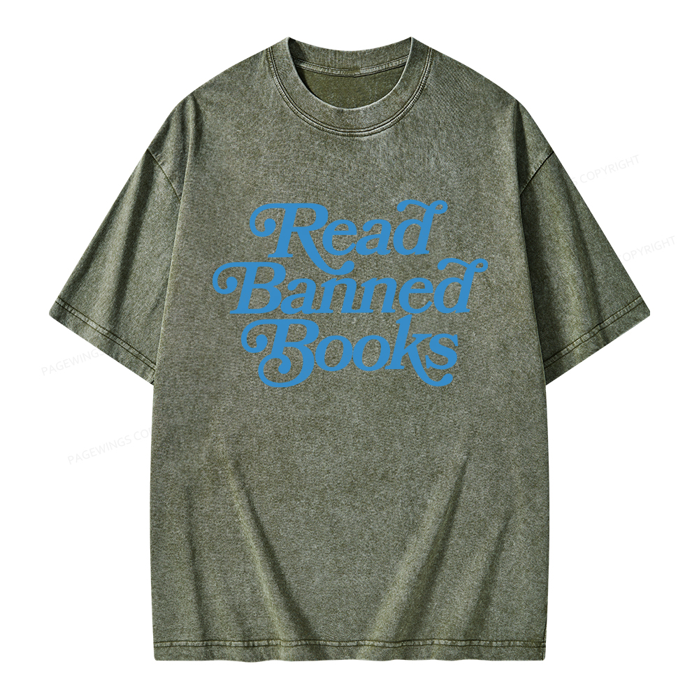 Pagewings Read Band Books Freedom Read Unisex Washed T-shirt