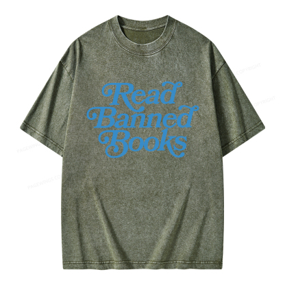 Pagewings Read Band Books Freedom Read Unisex Washed T-shirt