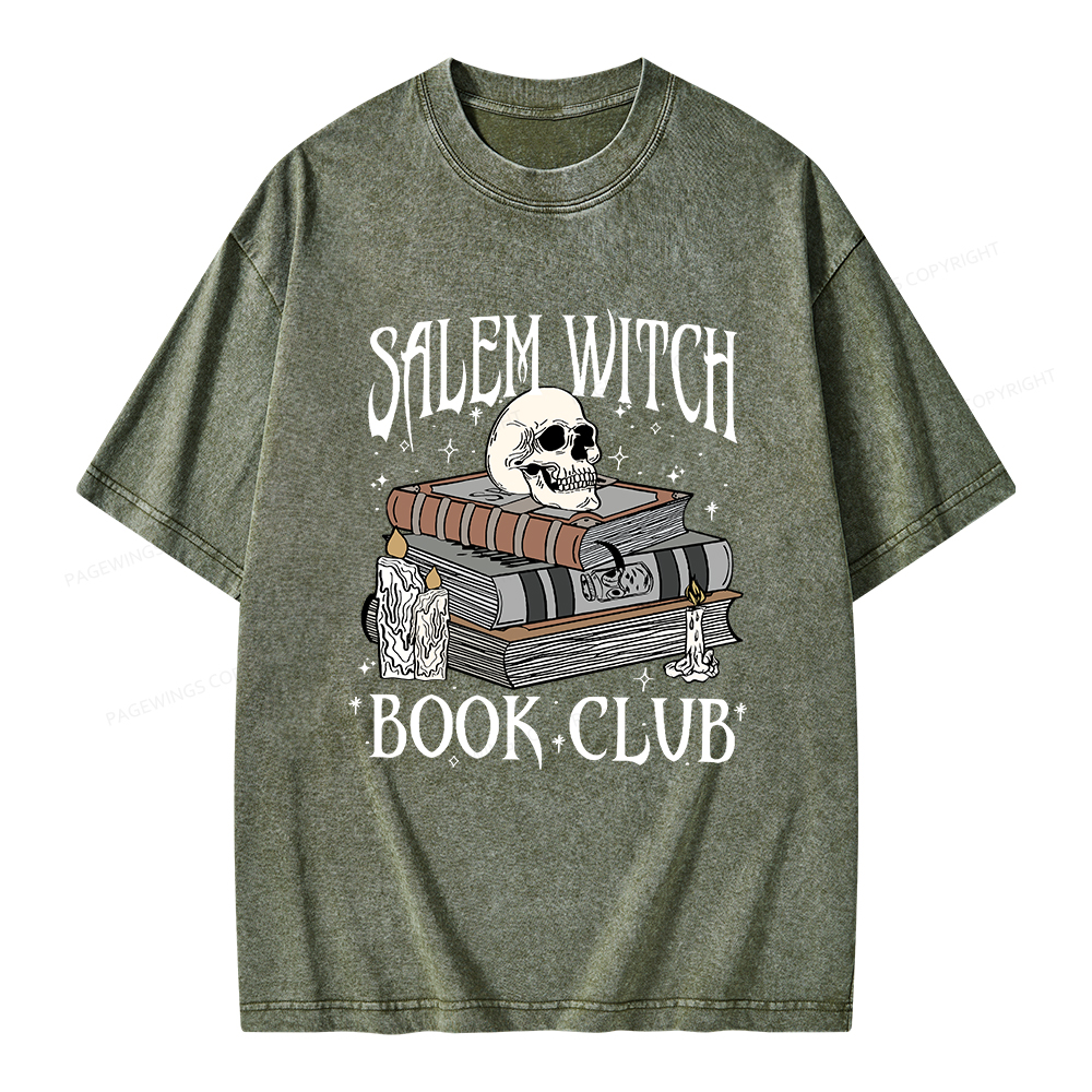Pagewings Salem Witch Book Club Unisex Washed T-shirt