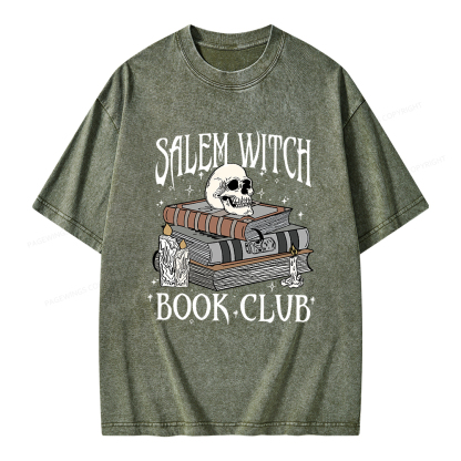 Pagewings Salem Witch Book Club Unisex Washed T-shirt