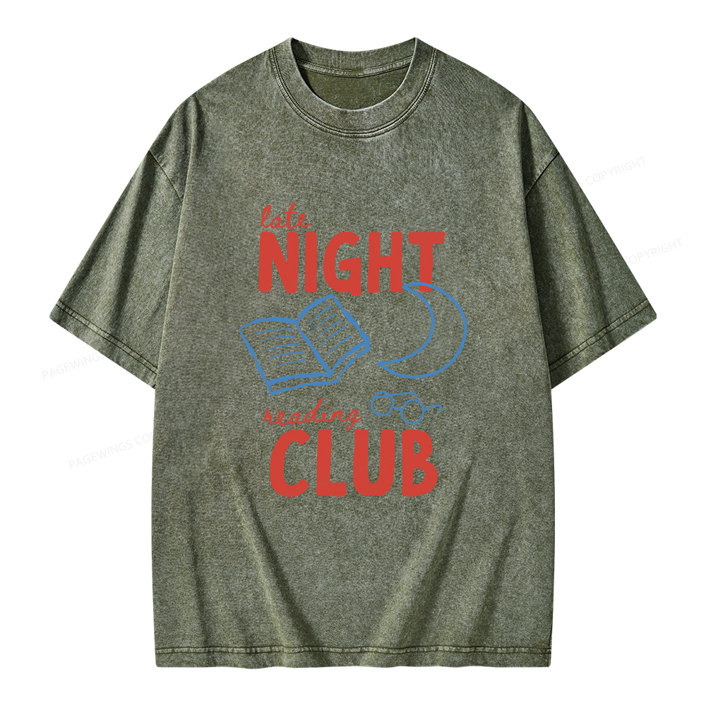 Pagewings Late Night Reading Club Unisex Washed T-shirt