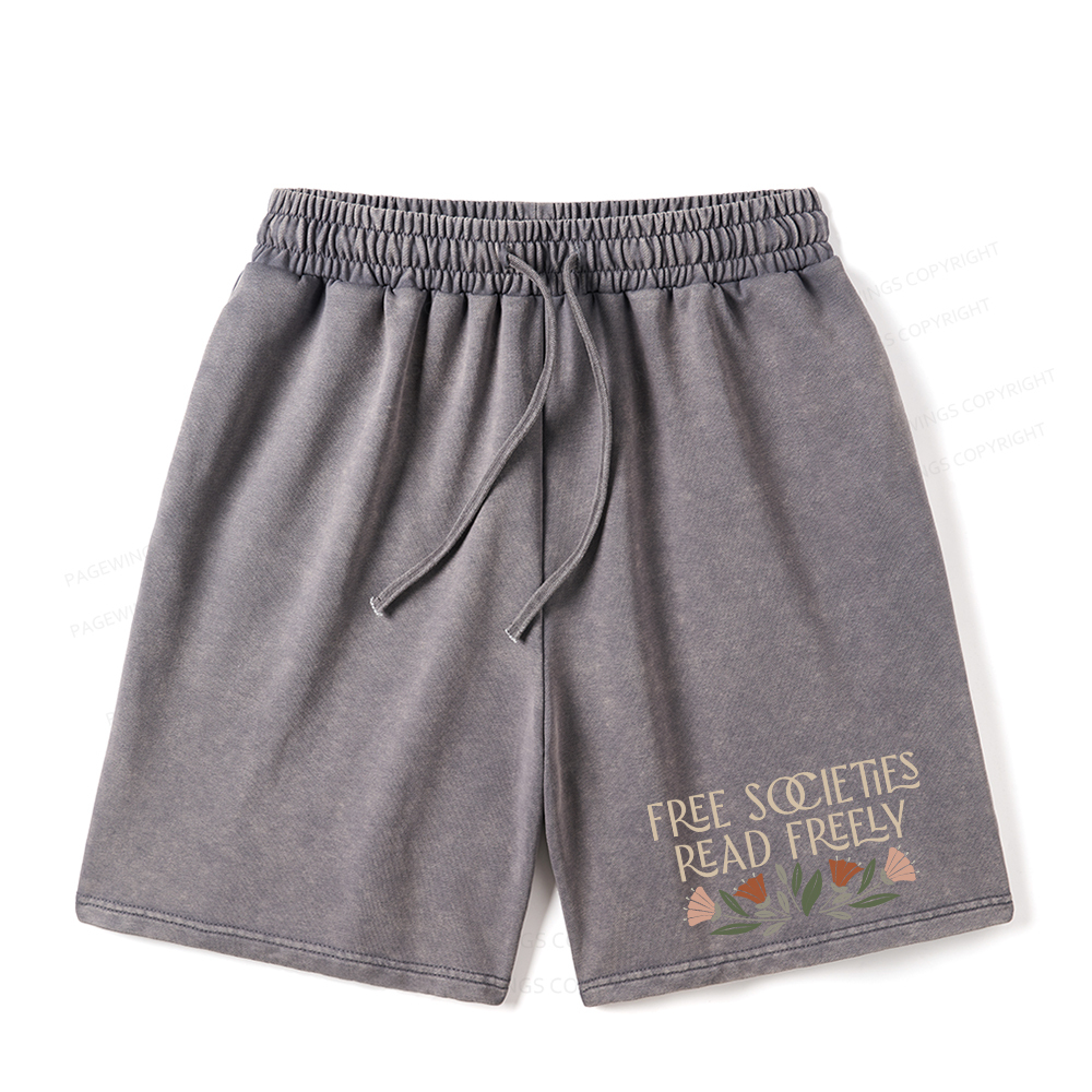 Pagewings Read Freely Unisex Washed Shorts