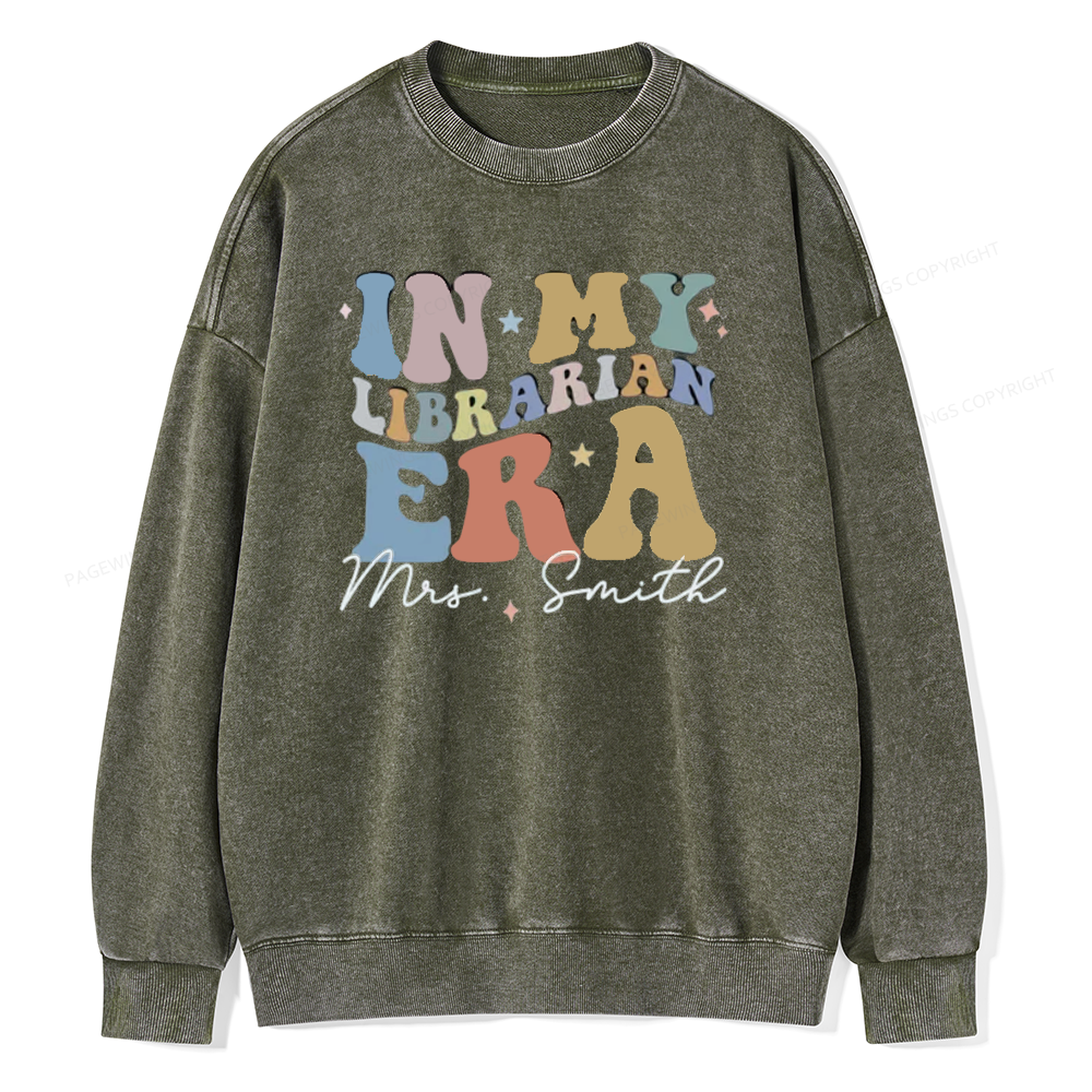 Pagewings Personalized In My Librarian Era Shirt Unisex Washed Sweatshirt