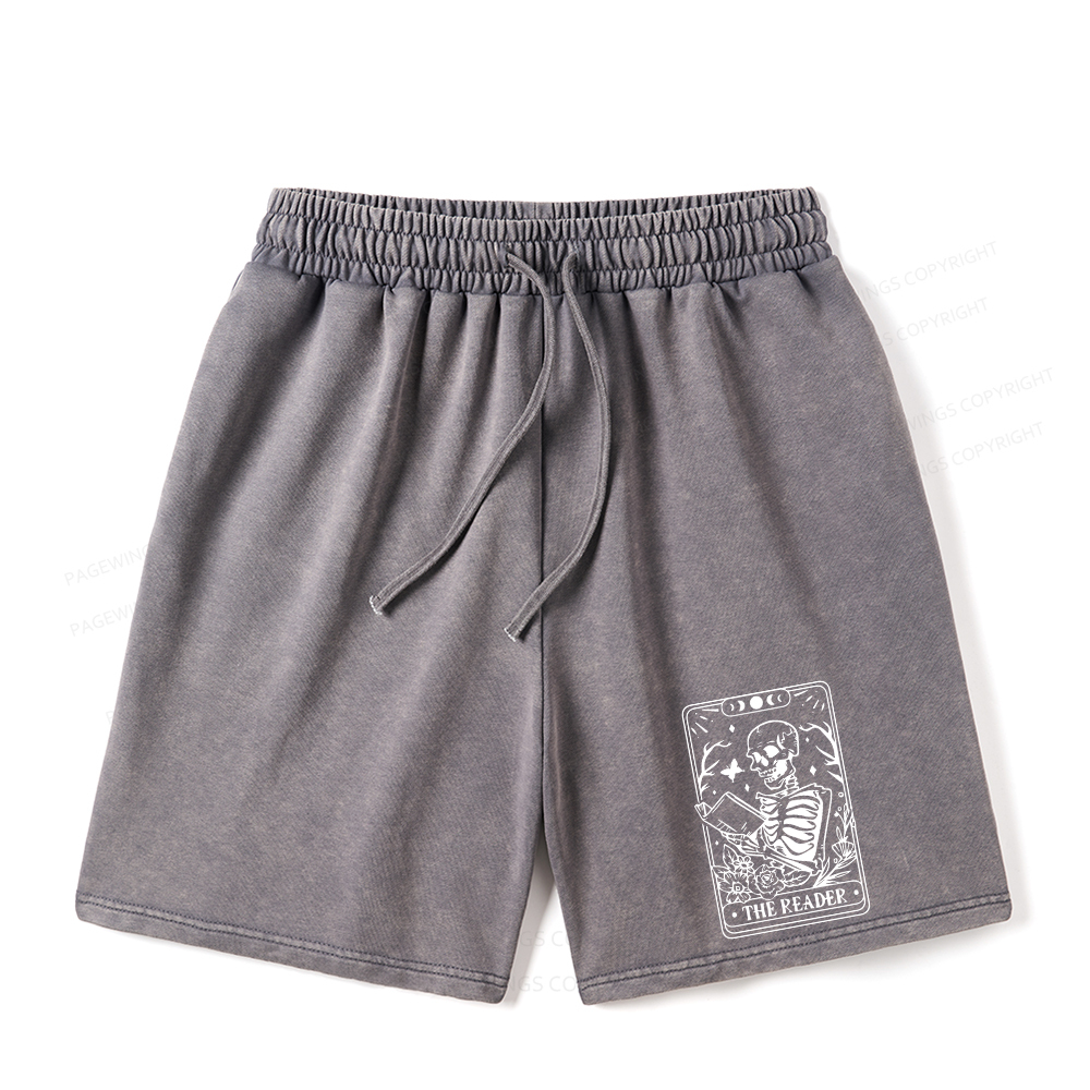 Pagewings Halloween The Reader Tarot Card Unisex Washed Shorts