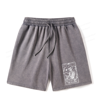 Pagewings Halloween The Reader Tarot Card Unisex Washed Shorts