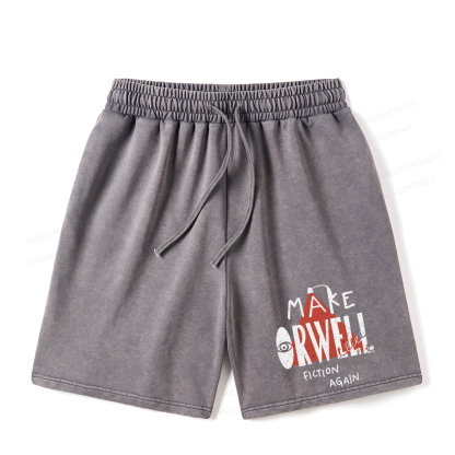 Pagewings Make Orwell Fiction Again Unisex Washed Shorts