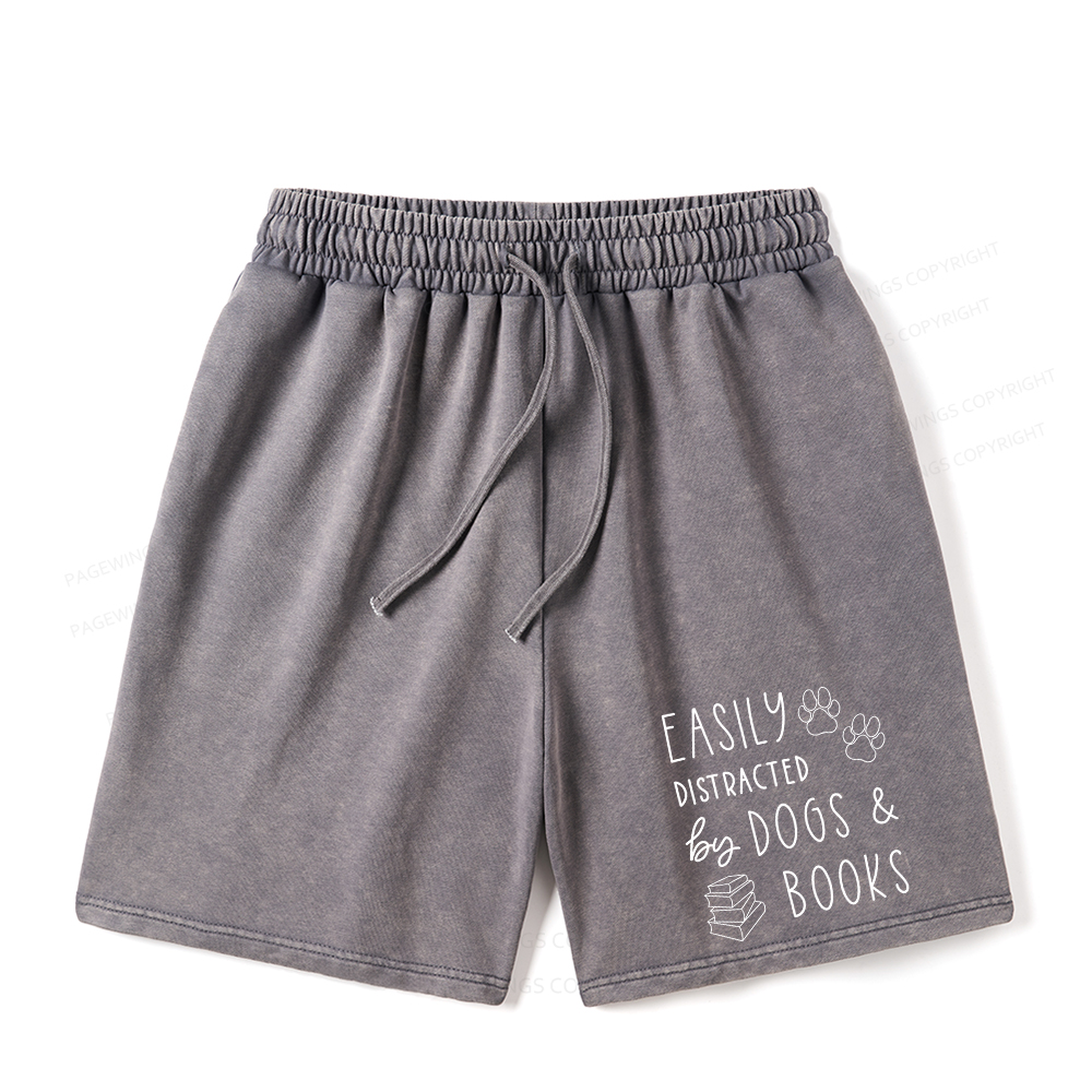Pagewings Dogs And Books Unisex Washed Shorts