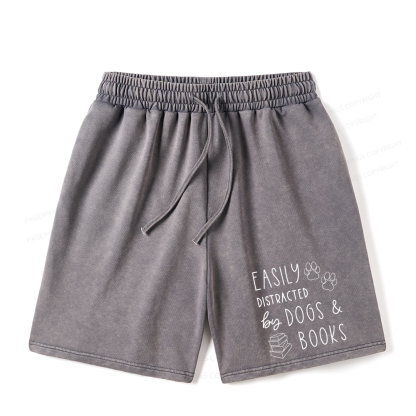 Pagewings Dogs And Books Unisex Washed Shorts
