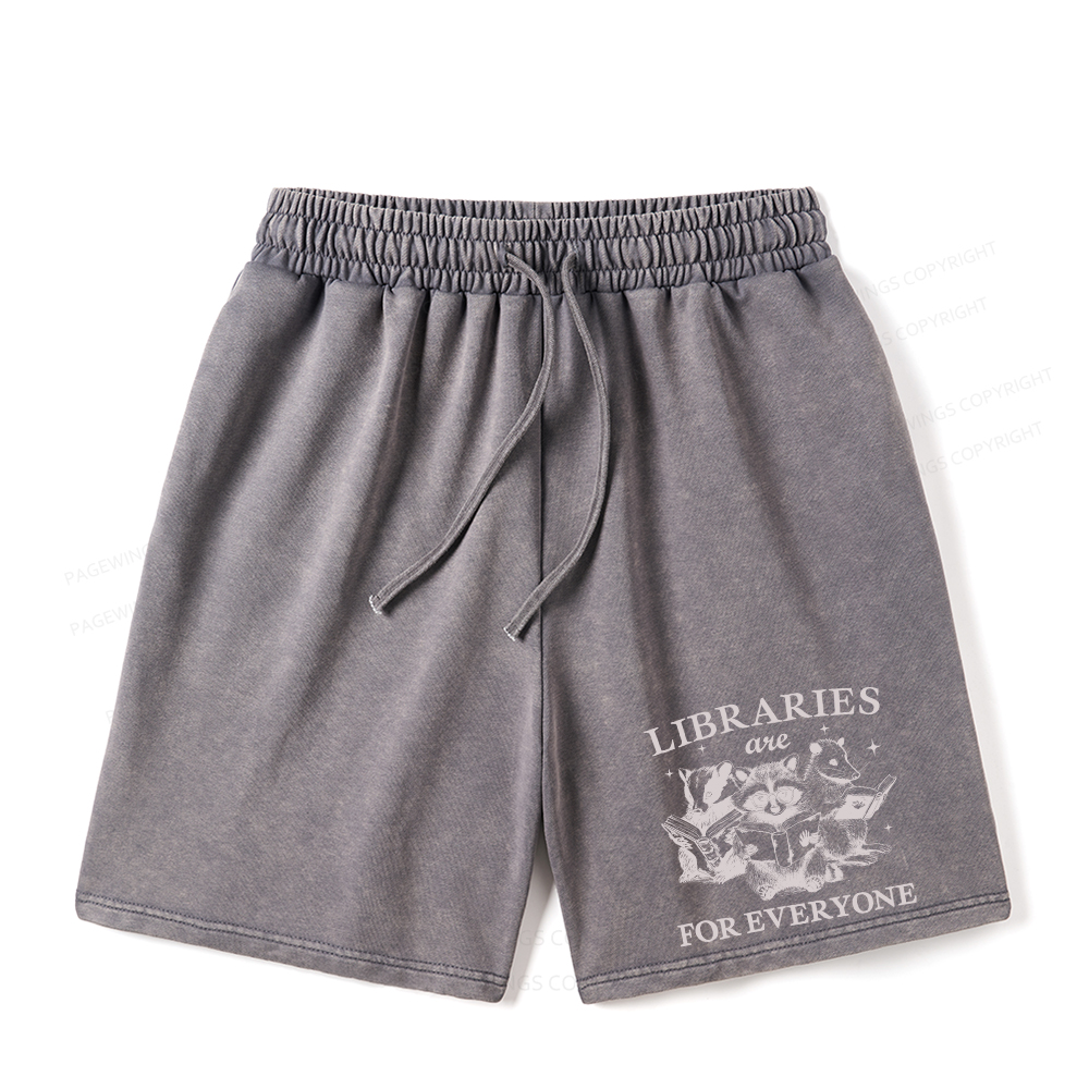 Pagewings Libraries Are For Everyone Unisex Washed Shorts