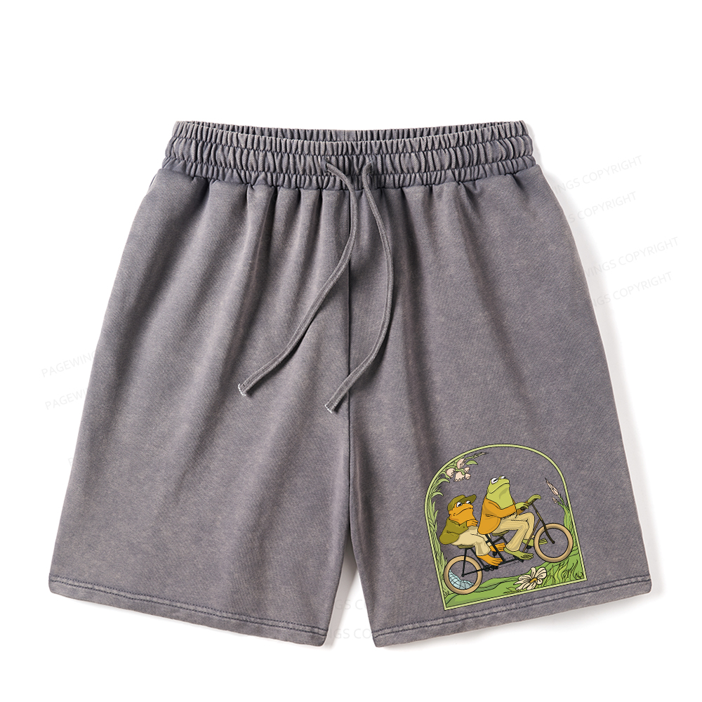 Pagewings Frog And Toad Book Vintage Unisex Washed Shorts