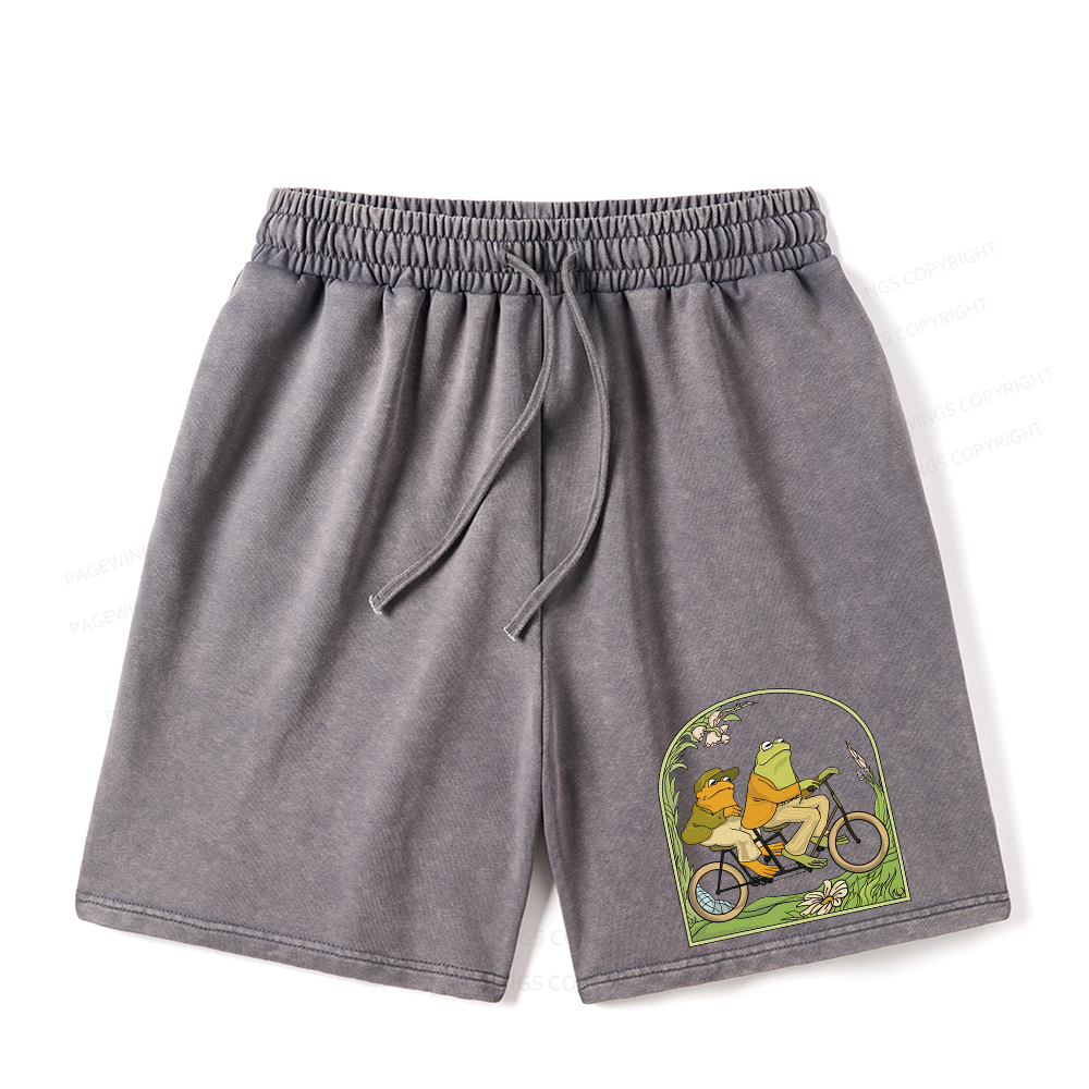 Pagewings Frog And Toad Book Vintage Unisex Washed Shorts