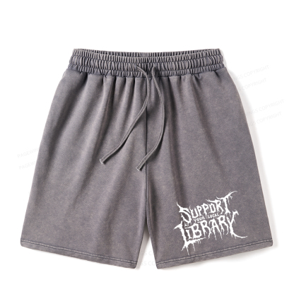 Pagewings Support Your Local Library Unisex Washed Shorts
