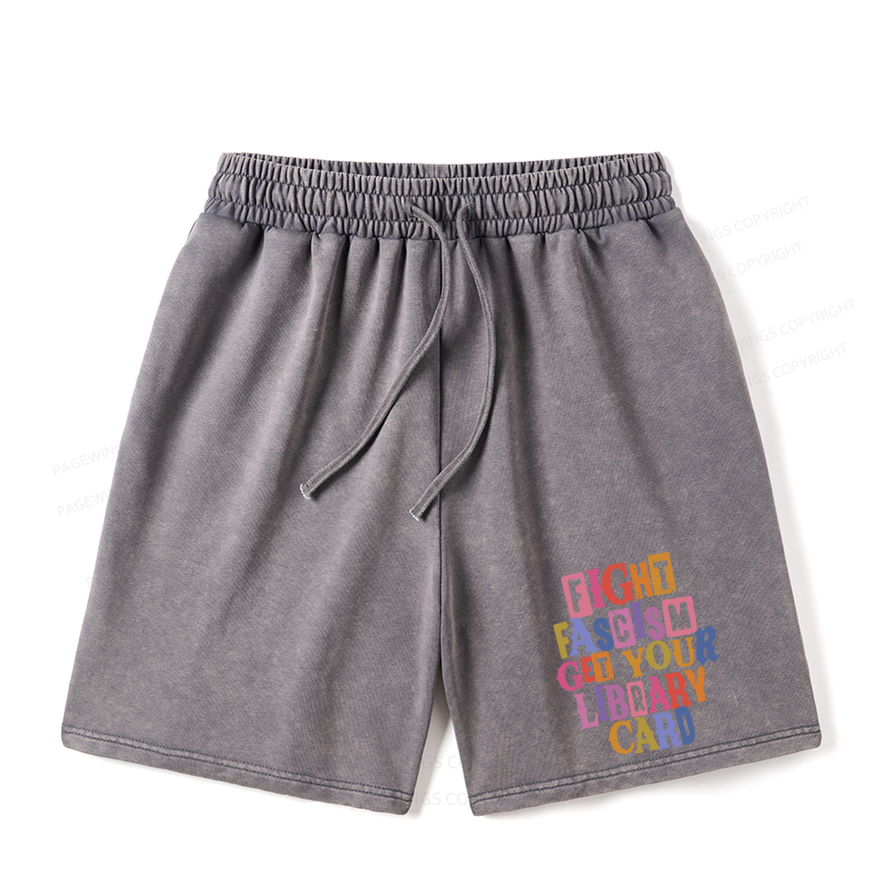 Pagewings Get Your Library Card Unisex Washed Shorts
