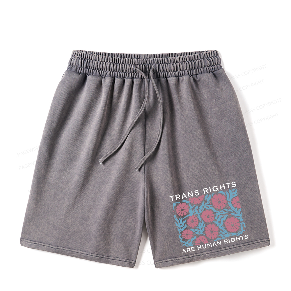 Pagewings Trans Rights Are Human Rights Unisex Washed Shorts