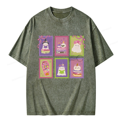 Pagewings Bookish Halloween Unisex Washed T-shirt