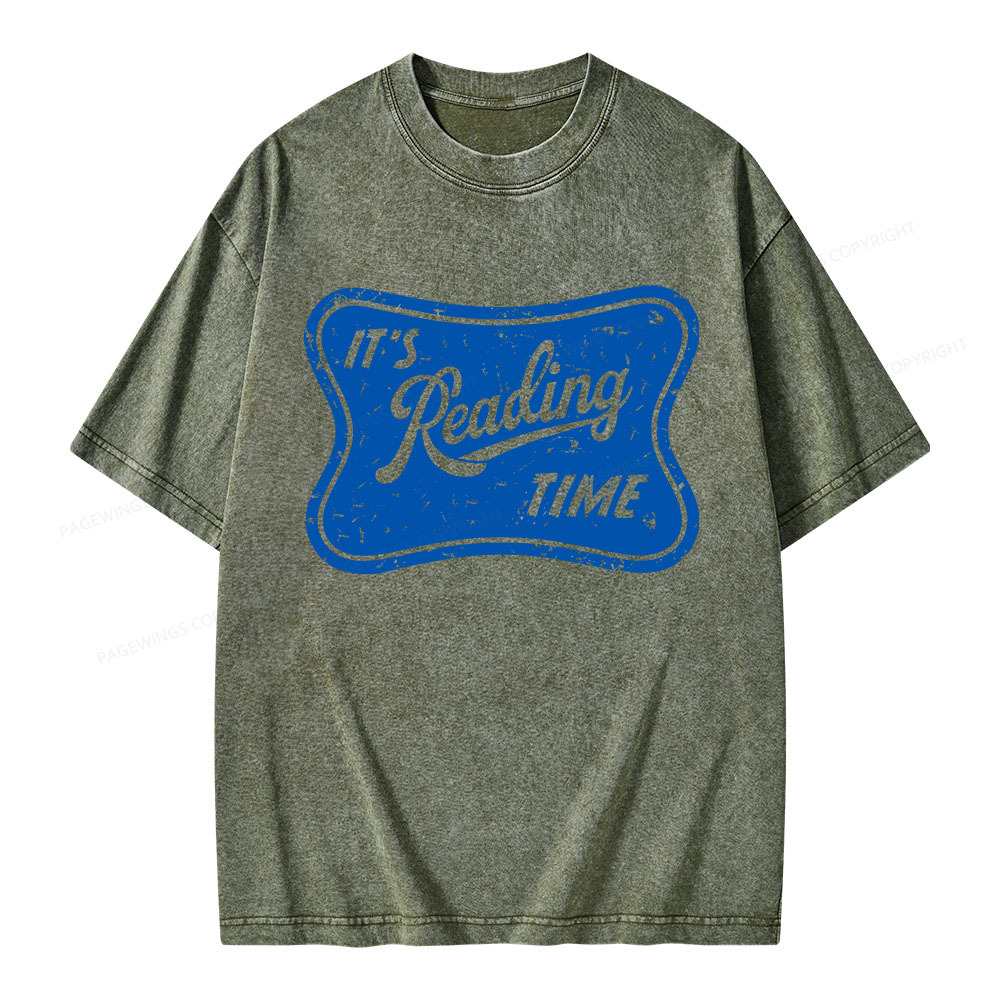 Pagewings It’s Reading Time Unisex Washed T-shirt