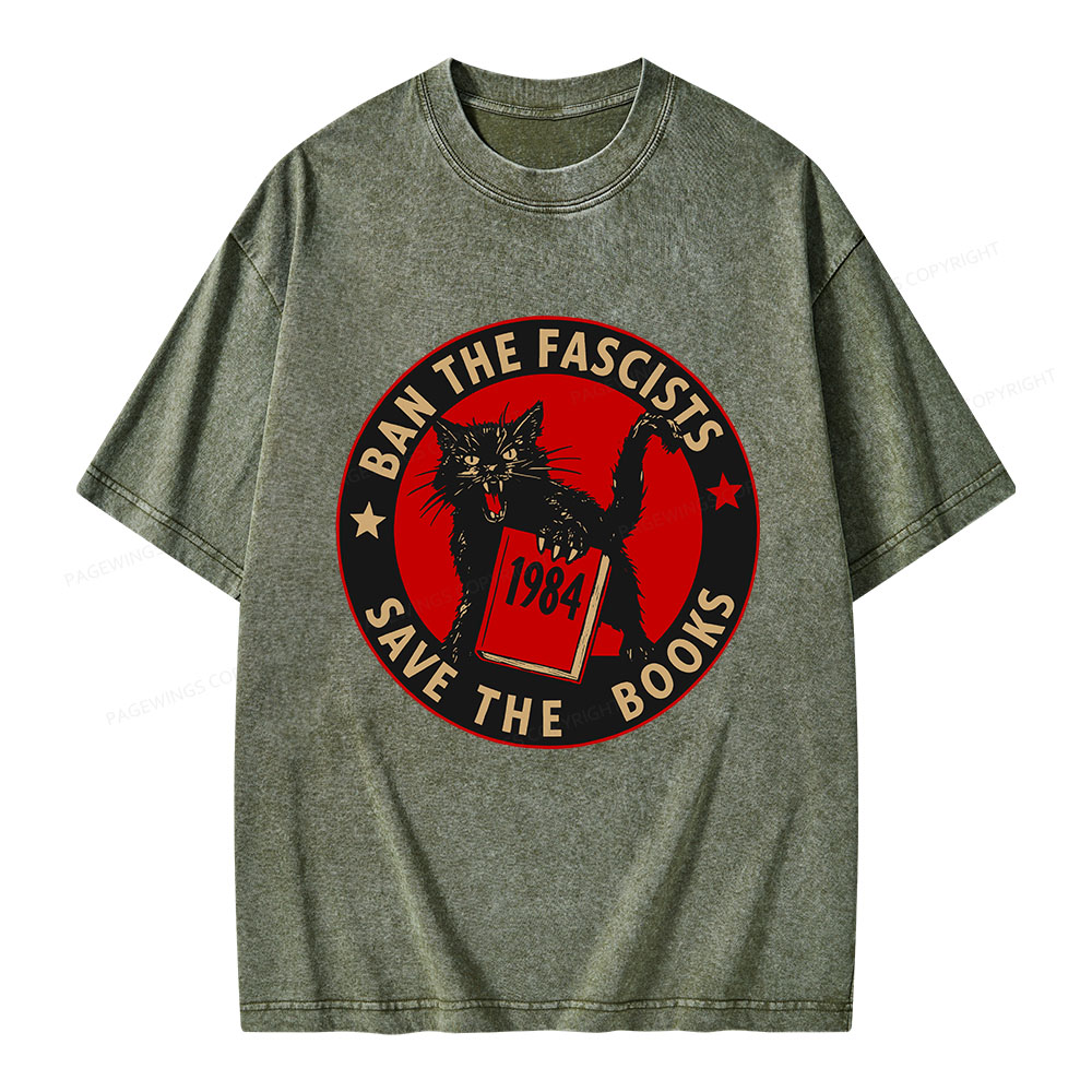 Pagewings Ban The Fascists Save The Books Unisex Washed T-shirt