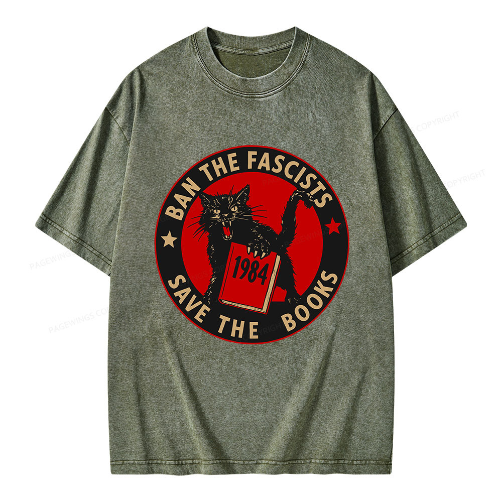 Pagewings Ban The Fascists Save The Books Unisex Washed T-shirt
