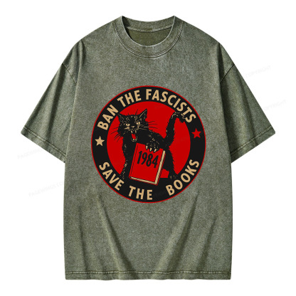 Pagewings Ban The Fascists Save The Books Unisex Washed T-shirt