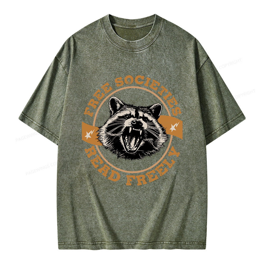 Pagewings Free Societies Read Freely Unisex Washed T-shirt