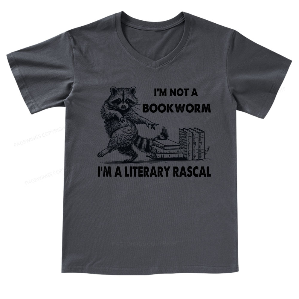 Pagewings I'm Not A Bookworm I'm A Literary Rascal V-neck T-shirt