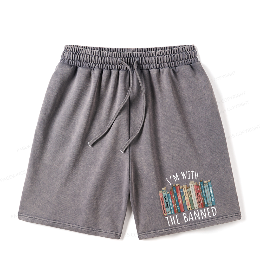 Pagewings I'm With The Banned Unisex Washed Shorts