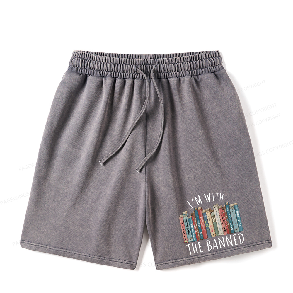 Pagewings I'm With The Banned Unisex Washed Shorts