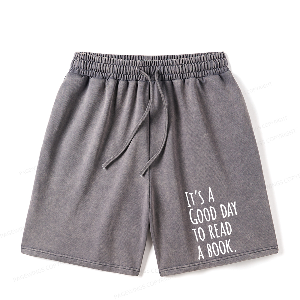 Pagewings It's A Good Day To Read A Book Unisex Washed Shorts