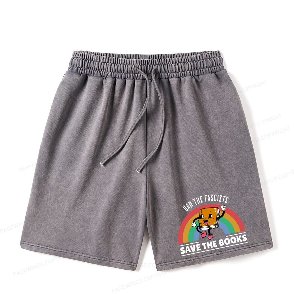 Pagewings Ban The Fascists Save The Books Unisex Washed Shorts