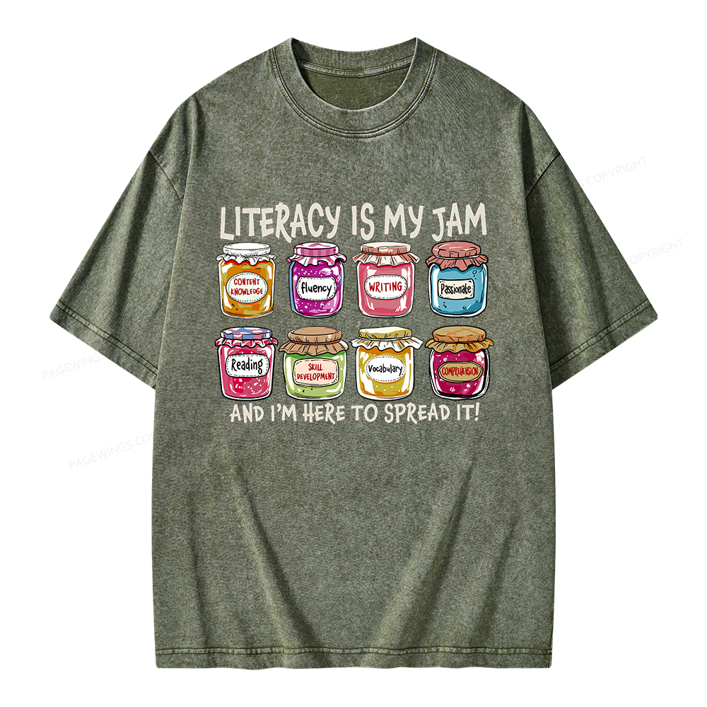 Pagewings Literacy Is My Jam Unisex Washed T-shirt