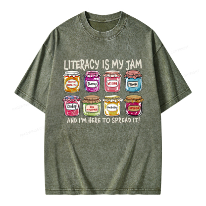 Pagewings Literacy Is My Jam Unisex Washed T-shirt
