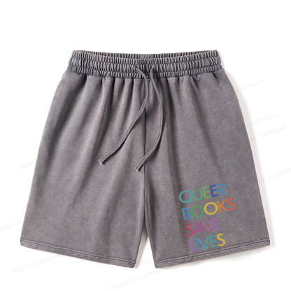 Pagewings Queer Books Save Lives Unisex Washed Shorts