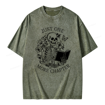 Pagewing One More Chapter Skeleton Unisex Tee Unisex Washed T-shirt