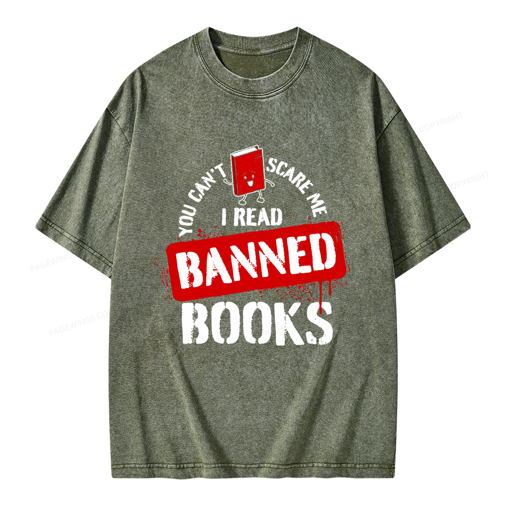 Pagewings You Can't Scare Me I Read Banned Books Unisex Washed T-shirt