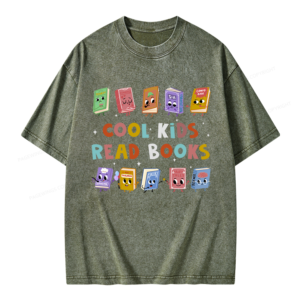 Pagewings Cool Kids Read Books Unisex Washed T-shirt
