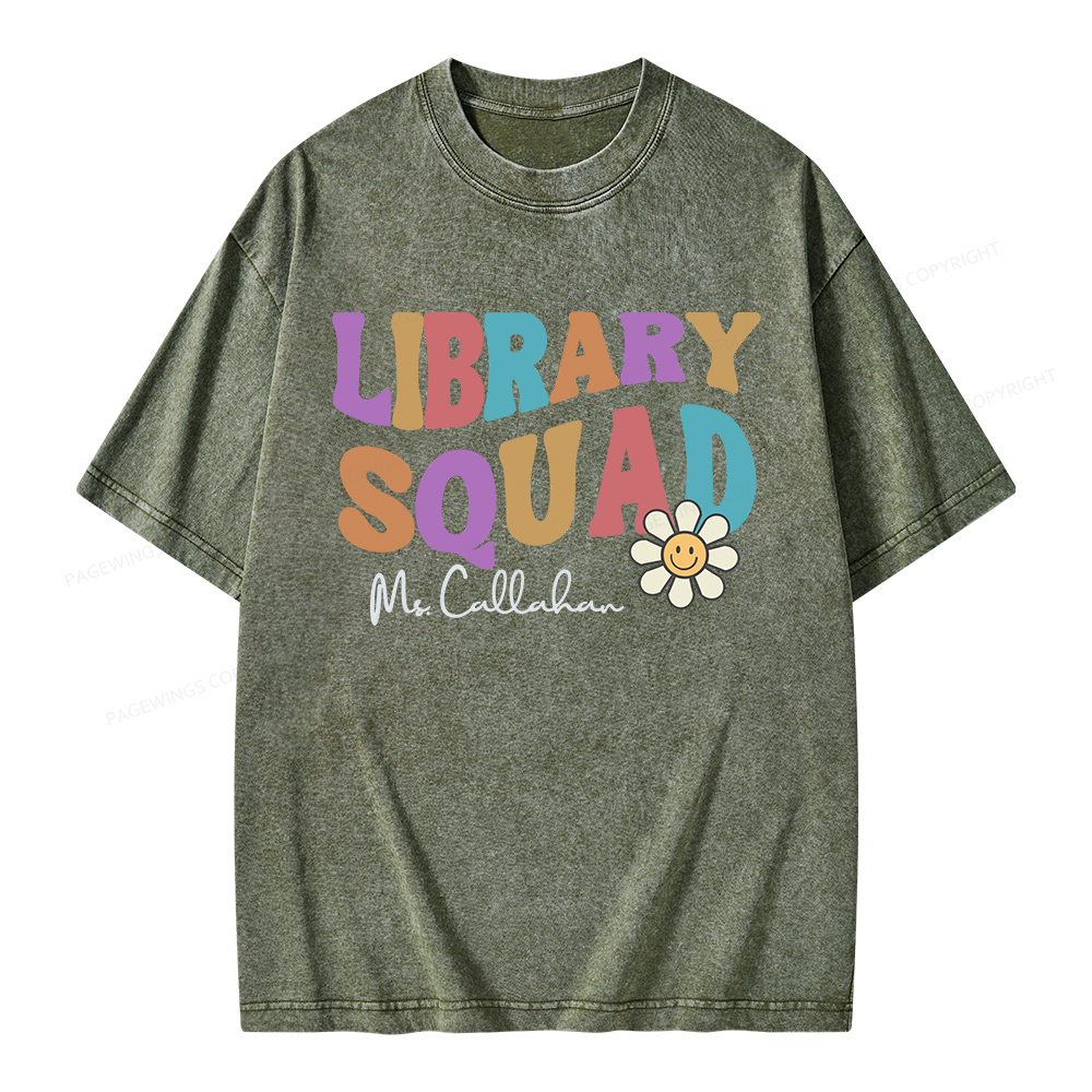 Pagewings Personalized Library Team Unisex Washed T-shirt