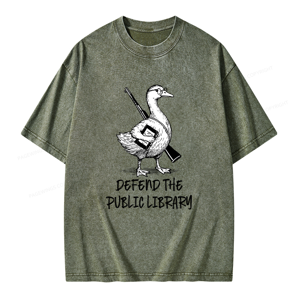 Pagewings Defend The Public Library Unisex Washed T-shirt