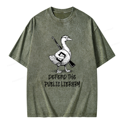 Pagewings Defend The Public Library Unisex Washed T-shirt