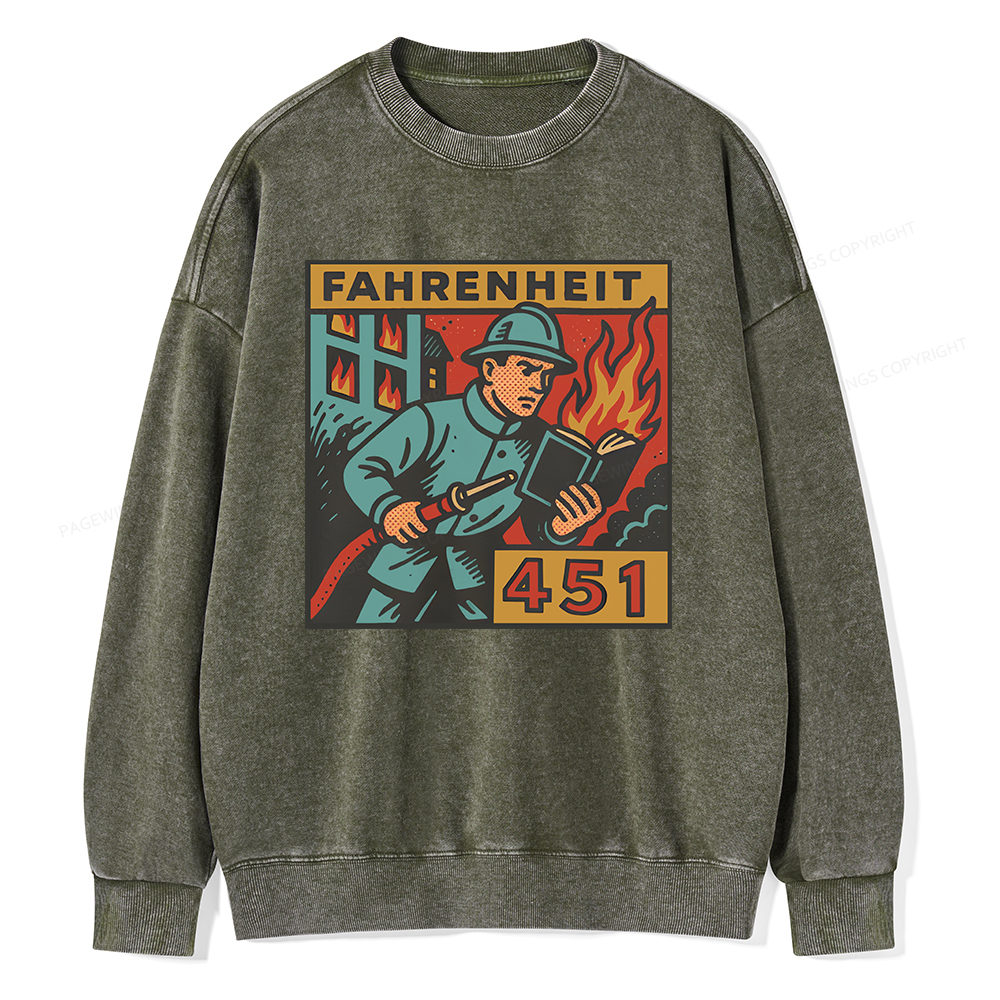 Pagewings Literature 451 Unisex Washed Sweatshirt