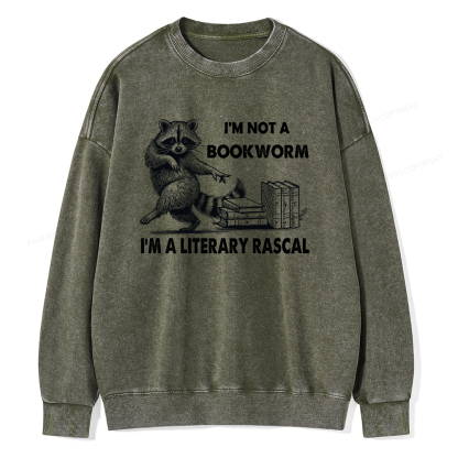 Pagewings I'm Not A Bookworm I'm A Literary Rascal Unisex Washed Sweatshirt