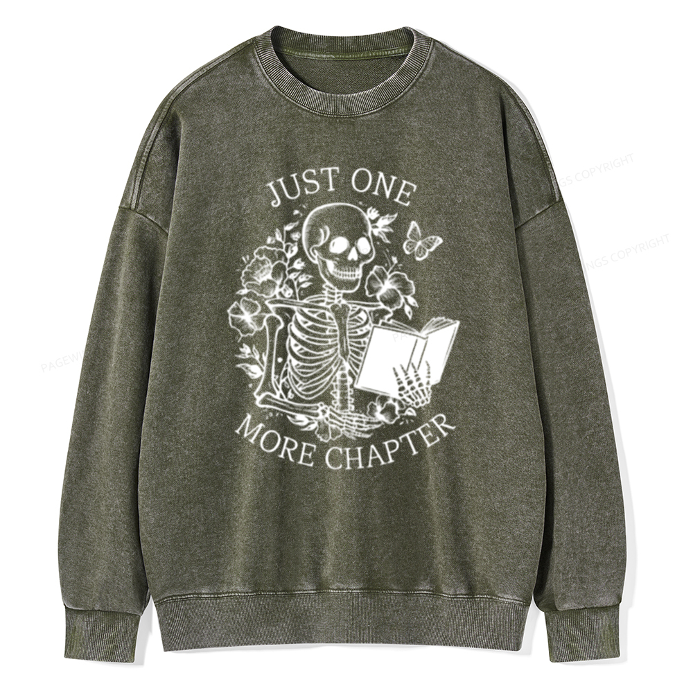 Pagewing One More Chapter Skeleton Unisex Tee Unisex Washed Sweatshirt