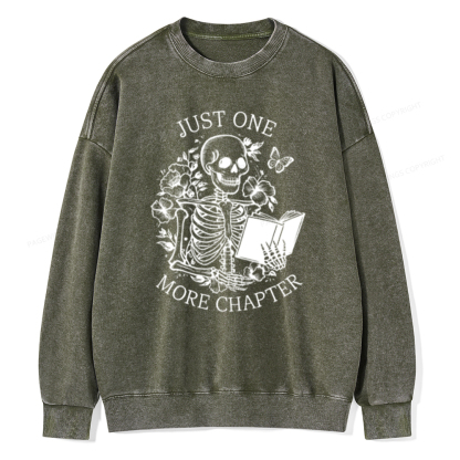 Pagewing One More Chapter Skeleton Unisex Tee Unisex Washed Sweatshirt