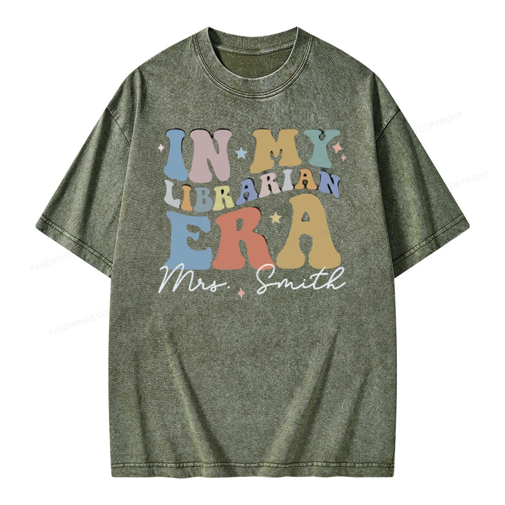 Pagewings Personalized In My Librarian Era Shirt Unisex Washed T-shirt
