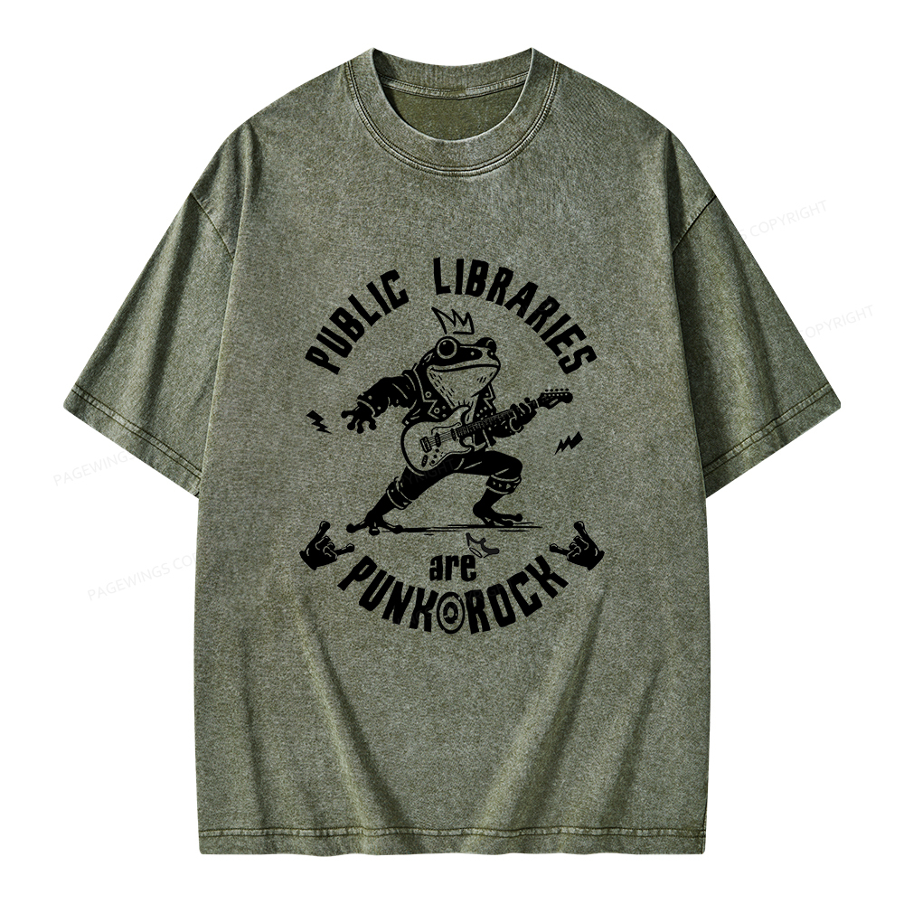 Pagewings Public Libraries Are Punk And Rock Unisex Washed T-shirt