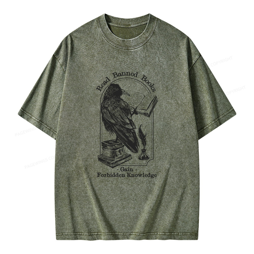 Pagewings Read Banned Books Gain Forbidden Knowledge Unisex Washed T-shirt