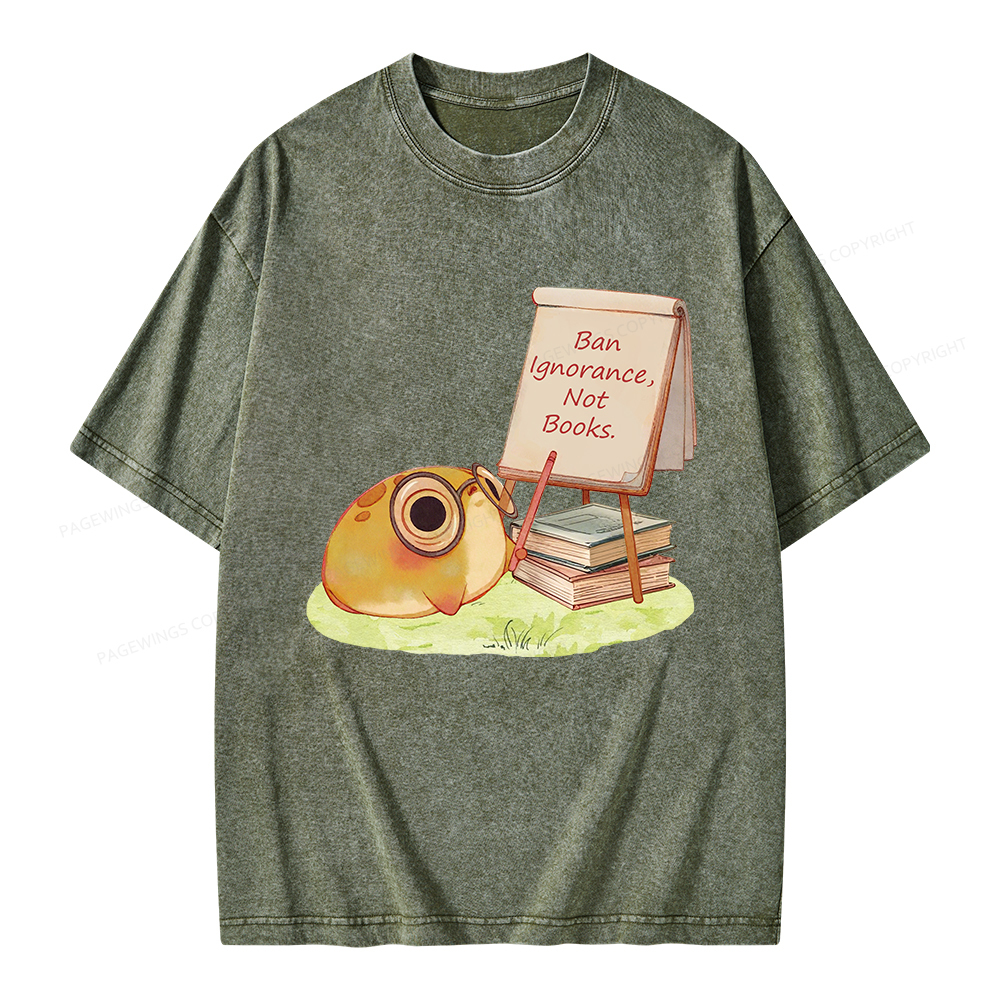 Pagewings Ban Ignorance Not Books Unisex Washed T-shirt